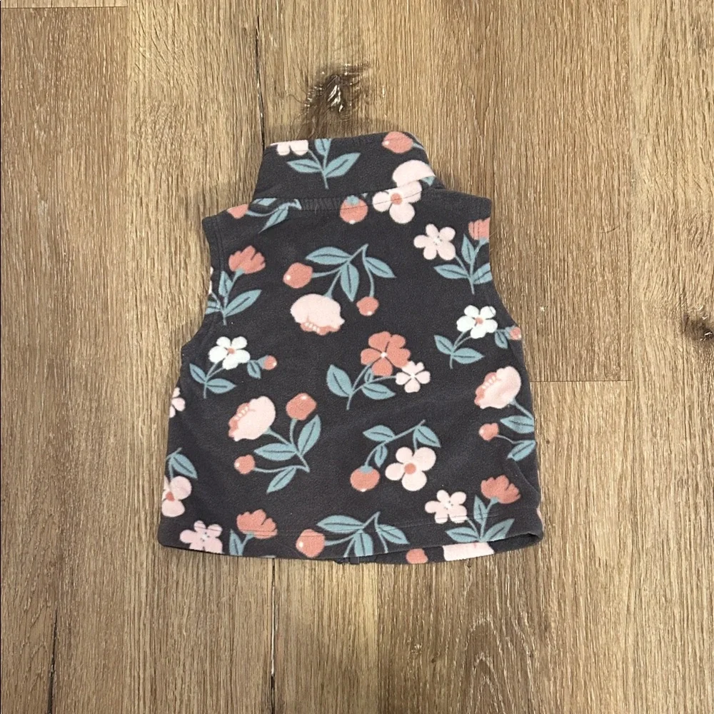 Carter's Gray Floral Fleece Vest